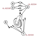 CASTER WHEEL, BLACK AXLE & NUT