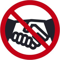 NO HANDSHAKES LABEL